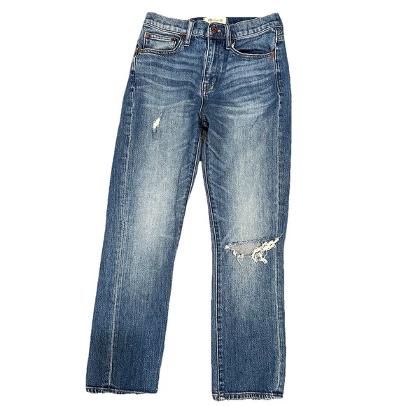 Madewell Denim - Madewell Straight Crop Distressed denim jeans Medium Wash Size 26